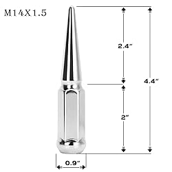DYNOFIT 14mmx1.5 Wheel Spike Lug Nuts, 32 x Chrome