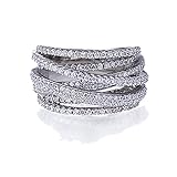 Rhodium Plated Sterling Silver Intertwined Design CZ Right Hand Ring 13.5mm