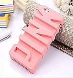 iPhone 6 Plus Case, JEPN 3D PINK big letters Silicone Case for the Apple iPhone 6 Plus 5.5 inch - Powder