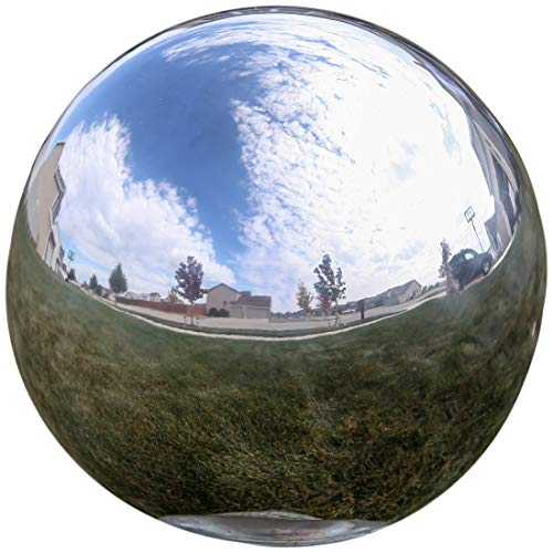 Lily's Home Gazing Globe Mirror Ball in Silver Stainless Steel - 10 Inch (Renewed) - Thumbnail 2