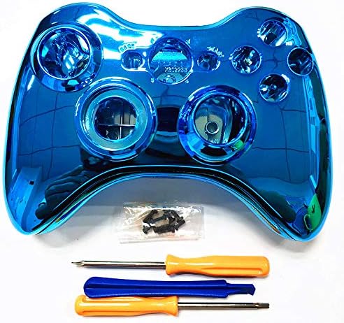 Gotor Full Housing Shell Case Cover and Buttons Thumbsticks Replacement for Xbox 360 Wireless Controller Blue