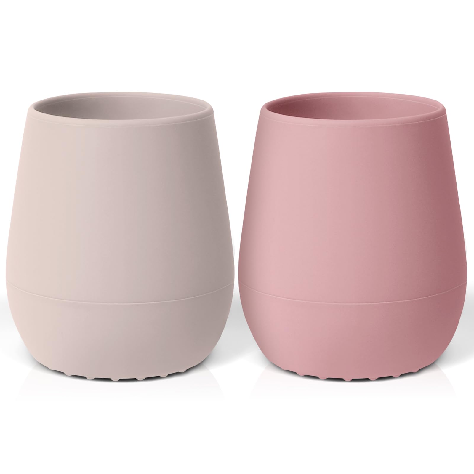 HOTUT Toddler Sippy Cups, 2 PCS Silicone Baby Drinking Cup - Non Spill, Red/Pink