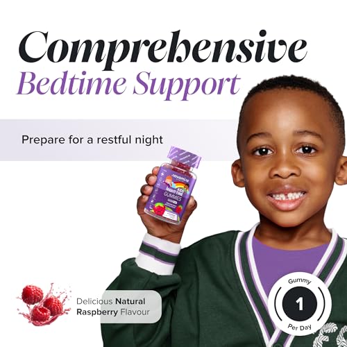 Kids Night-Time Gummies - 30 Gummies - Magnesium, L-Theanine, Vitamin B Complex - Vegan & Gluten-Free - Suitable for Ages 3+ - Novomins