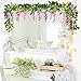 Sunm Boutique Artificial Flowers Wisteria Garland Vine Rattan Hanging for Home Garden Ceremony Wedding Arch Floral Decor, 6.6 Feet, 4pcs, Pink