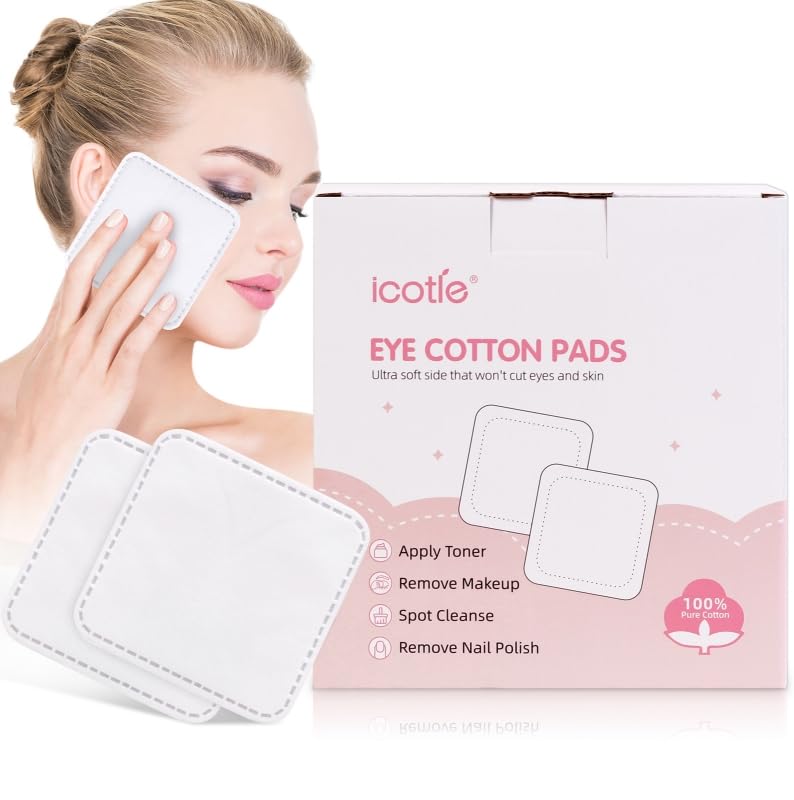 Photo 1 of 200-Count Eye Cotton Pads 100% Cotton Ultra Soft Square Cotton Pads, Spunlace Purely Physical Technology, Makeup Remover Pads for Facial Cleansing on All Skin Types