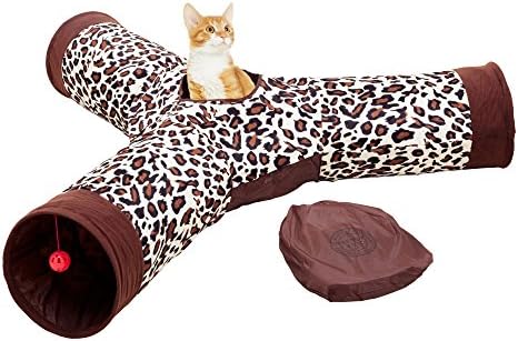 Cat Tunnel Toy - Collapsible 3 Way Tube for Kitty Exercise, Entertainment and Run. Like Christmas and Catnip for Kittens. Best Play House to Help Stop Meowing and Scratching