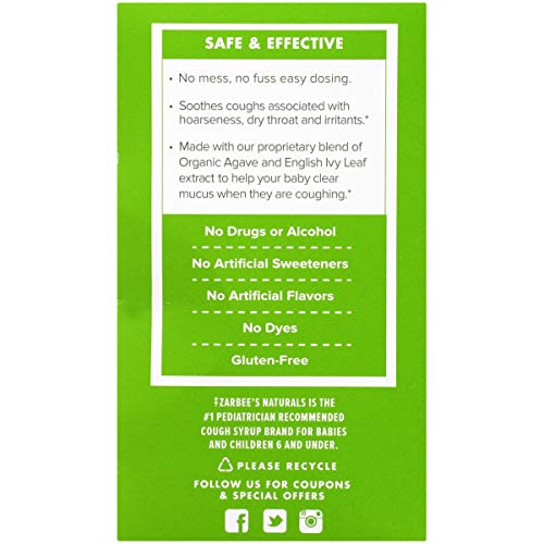 Zarbee's Naturals Baby Cough Syrup + Mucus with Organic Agave and Ivy