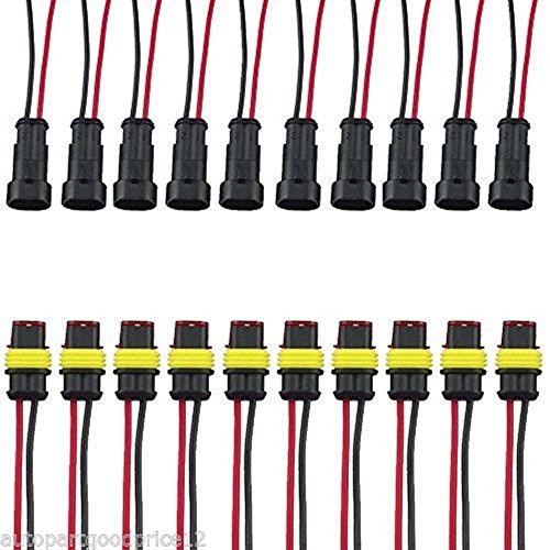 10 Kit 2 Pin Way Sealed Waterproof Electrical Wire Cable Connector Plug Terminal