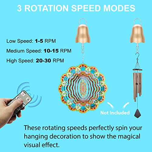 Disco Ball Motor with Remote,1200mAh Battery Operated Gold Wind Spinner