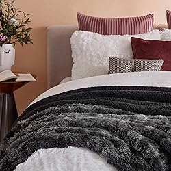 Bedsure Faux Fur King Size Blanket Tie Dye Black