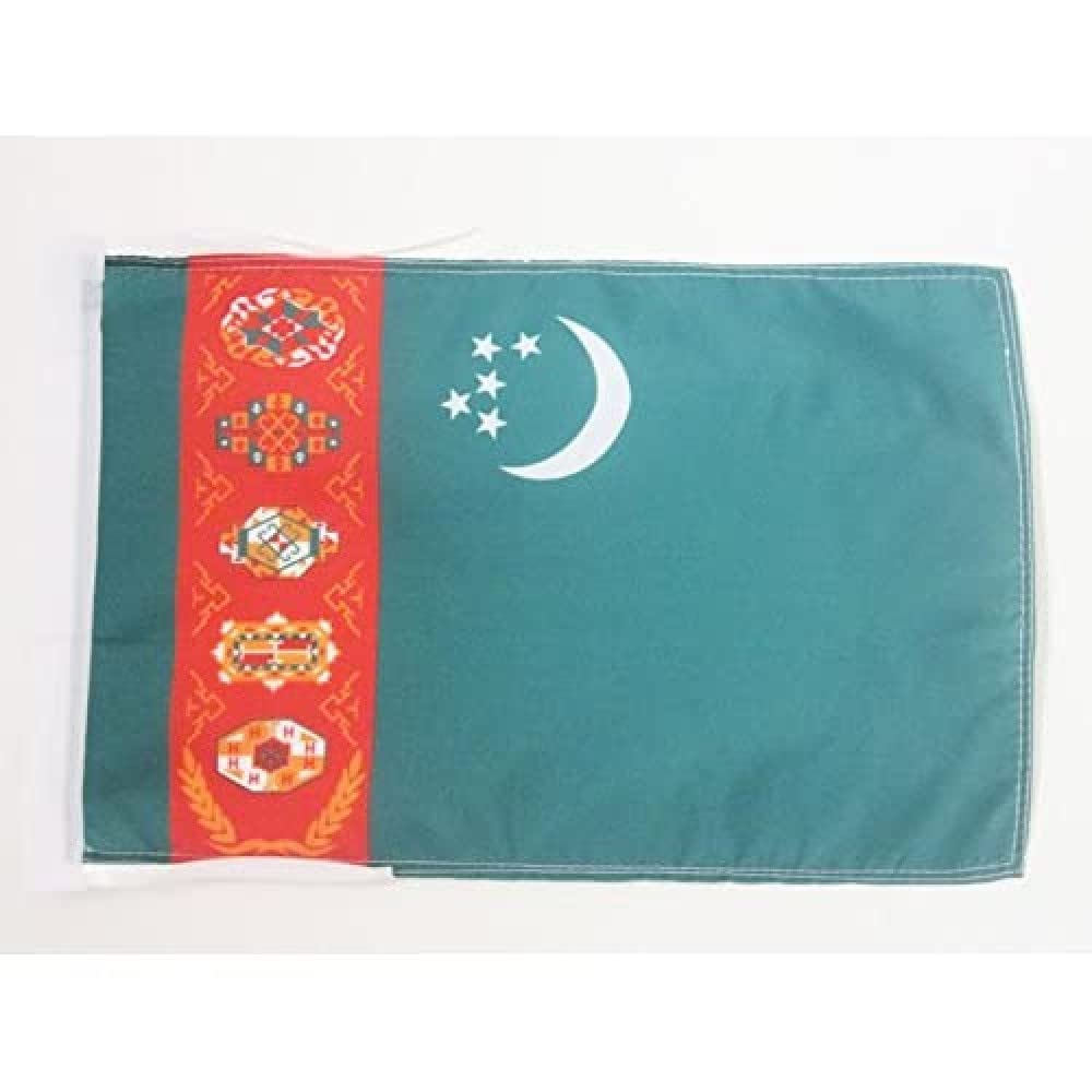 AZ FLAG - Turkmenistan Old Flag - 18'' x 12'' - 100% Polyester Former Turkmen Small Banner with Two Cords - Fade Resistant - Vivid Colors - 18x12 in - 45x30 Cm — image 1