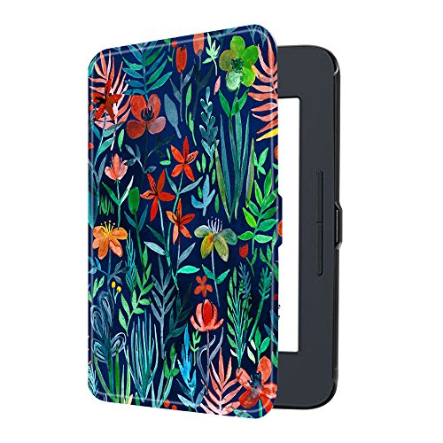 Fintie SlimShell Case for Nook GlowLight 3, Ultra Thin and Lightweight PU Leather Protective Cover for Barnes and Noble Nook GlowLight 3 eReader 2017 Release Model BNRV520, Jungle Night