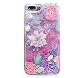 New iPhone 8 plus Case,iphone 7 plus MEIQING Flower Liquid Case Soft TPU Bumper and Hard Back Cover for iPhone 8 plus and iphone 7 plus with a Screen Protector