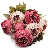 KINGSO Artificial Peony Silk Flowers Bouquet Home Wedding Decoration Christmas Fall Thanksgiving Harvest Autumn Party Craft Accessory Decorations