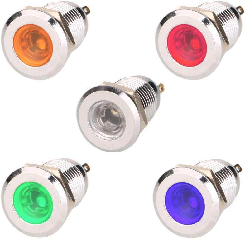 Gebildet 5pcs 12mm 12V-24V Edelstahl Wasserdicht LED-Kontrollleuchte ...