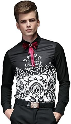 FANZHUAN Fashion Floral Printed Men Shirt Slim Fit Long Sleeve Non Iron