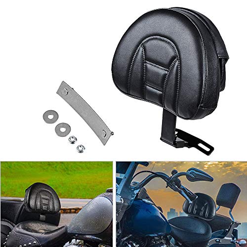Motorcycle Adjustable Driver Rider Backrest Black PU Kits W/Pocket for Harley Heritage Softail Fatboy 2007-2017