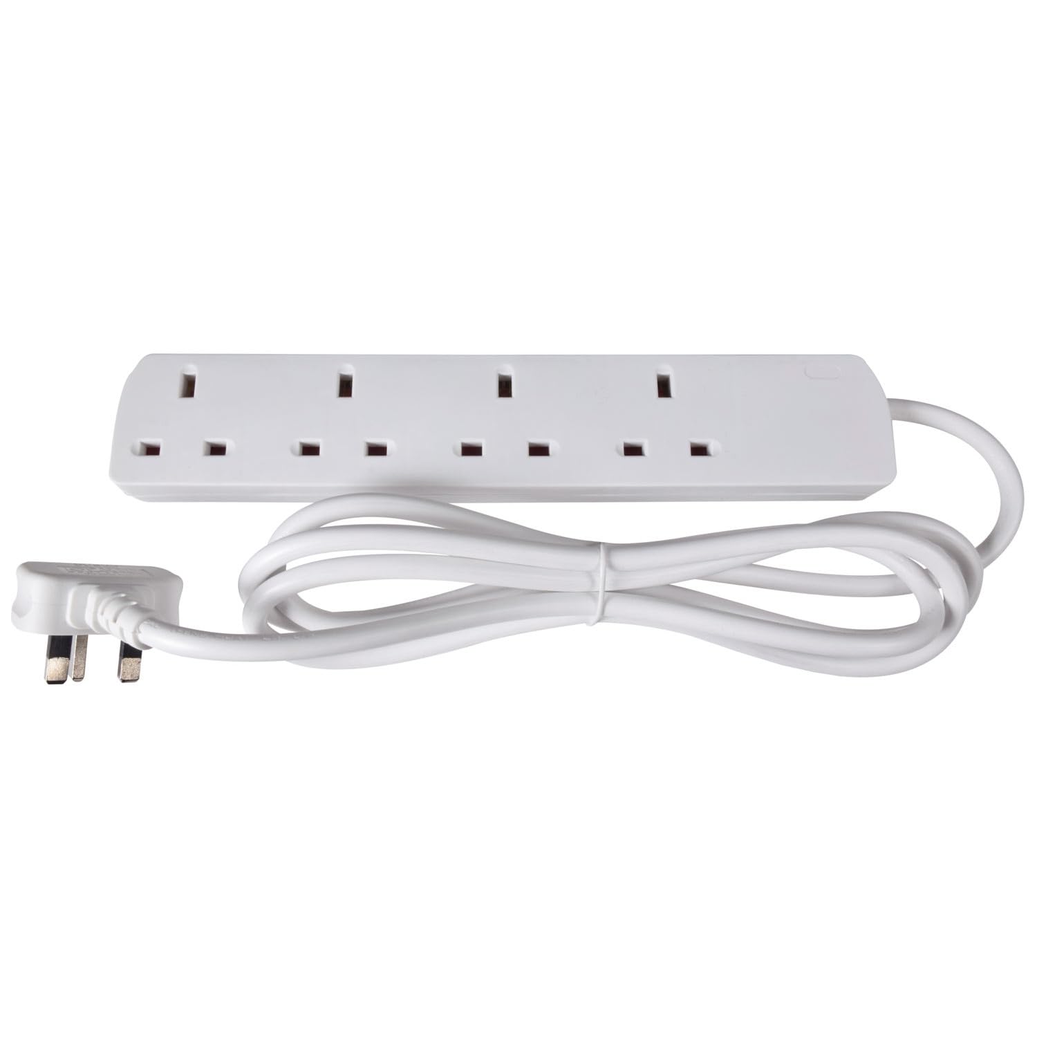 Mercury 4 Gang Extension Lead 1.0 Metre White UK 13 Amp Rated 4 Socket Extension Lead, 4 Way Power Strip, Wall Mountable Cable Extension for Home or Office use, full Copper Conductor