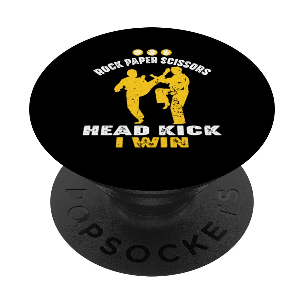 Rock Paper Scissors Head kick I Win Funny Saying Martial Art PopSockets Swappable PopGrip