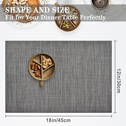 BETEAM Placemats Set of 6, Woven Vinyl Placemats, Washable & Durable Table Placemats, Indoor