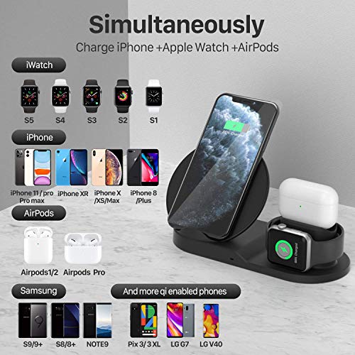 Wireless Charger Station, 3 in 1 Fast Charger Stand for Apple Watch Series 5 4 3 2 1/Airpods, Wirele - //coolthings.us