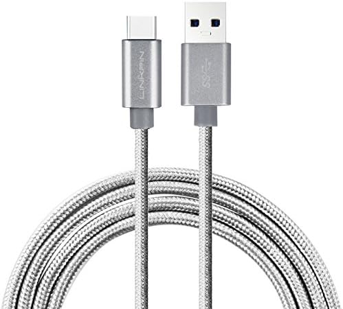 LINKPIN Type C (USB-C) to USB 3.0 Braided Aluminum Cable 6ft/2m for Lumia 950xl/950,Nexus 5x/6p and Other Type-C Supported Devices, Grey