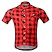 WOSAWE Men's Plaid Cycling Jersey Short Sleeves Printed Bike Shirts