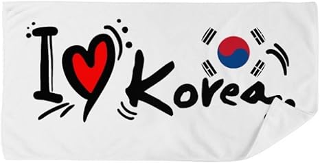 Amazon Diythinker I Love Korea ワードフラッグ ラブハートイラスト バスタオル ソフトウォッシュクロス 35x70cm バスタオル ホーム キッチン オンライン通販
