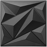 Art3dwallpanels 33 Pack 3D Wall Panels Diamond, Black, 12''x12'' | PVC Accent Wall Panels for Interior Wall Decor, Living Room, Lobby Bedroom Hotel Office, Cover 32.Sq.Ft