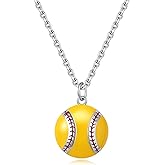 Vekoliry 925 Sterling Silver Softball Pendant Necklace Jewelry Gifts for Women Players Lovers Softball Mom
