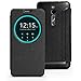 FanTEK ASUS ZenFone 2 ZE550ML ZE551ML 5.5-Inch Case - PU Leather Rounded Window Hard Back Shell Auto Sleep Wake Smart Cover (Black)