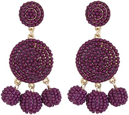 ELEARD Beaded Earrings Elegant Soriee Dangle Bead Disc Bead 3 Ball Dangle Ear Drop Bead Tassel Earrings for Women Girl