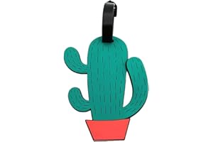 QFSH Cute Cactus Silicone Luggage Tag Funny Unique Plant Suitcase Travel Bag Baggage Tag Identification Labels Name ID Identifier