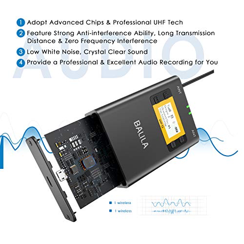 BALILA UHF 100channel Wireless Lavalier Microphone System for DSLR