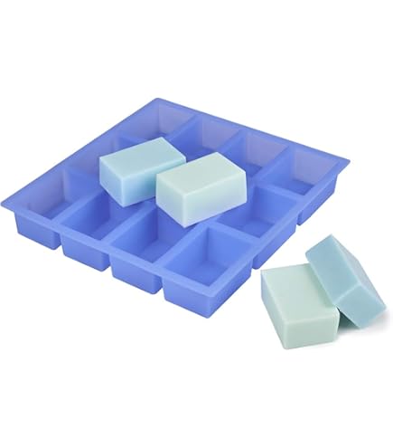 X-Haibei Stampo In Silicone Per Sapone E Cioccolato - Rettangolare, 24x20 Cm, Mini Forme 3x4x1,3 Cm Per 14g - 2