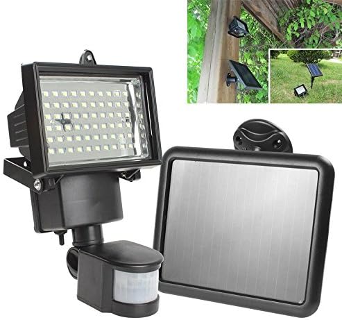 Solar Panel LED Flood Security Garden Light PIR Motion Sensor 60 LEDs Path Wa...