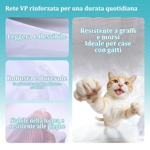 Apalus VP Magnetic Mosquito Net for Balcony Doors, 100 x 240 cm, 2 x Stronger Than the Classic Model, Anti-Scratch for Cats, Stronger Magnets, Self-Adhesive Band, 3.8 cm Wide, Not Shortened