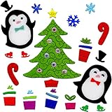 Christmas Window Clings Penguin on Ski with Presents Gifts and Christmas Tree Holiday Gel Charms Stickers Decorations