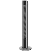Lasko Oscillating Tower Fan with Remote - 48" - T48314 - Gray | Timer, Quiet Standing Cooling Fan For Bedroom, Office, and Home, 3 Speeds, Nighttime Setting, Powerful Cold Air, Bladeless