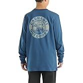 Carhartt Boys Long Sleeve Crewneck T-Shirt with Pocket, Dark Denim, 4