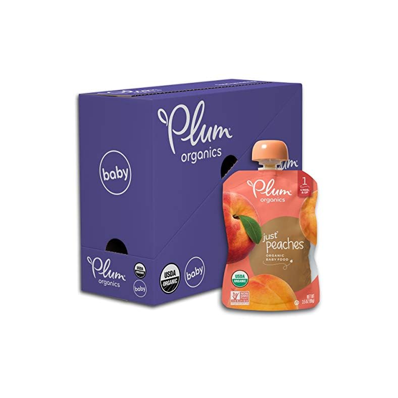 Plum Organics | Stage 1 | Organic Baby Food Meals [4+ Months] | Peach Puree | 3.5 Ounce Pouch (Pack Of 6)