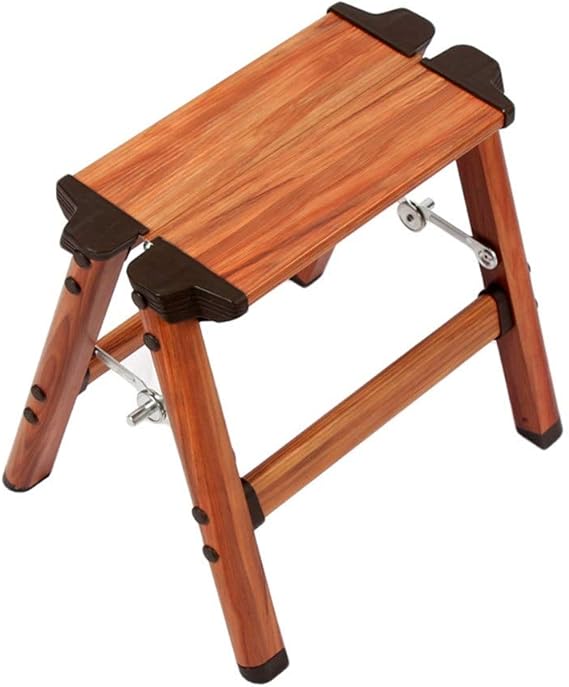 QFF Zweistufige Metallleiter, Holz-Muster Leiter Stuhl Doppelleiter