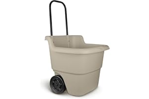 GENERIC 15 Gallon Resin Rolling Lawn and Utility Cart, Lightweight Resin Yard Hauler with Retractable Handle and 7 Inch Wheels for Multi-Purpose Outdoor Use 20.75 in D x 35.75 in H x 22.5 in W