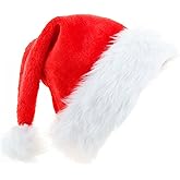 GIRCSS Velvet Xmas Holiday Hat for Adults - Santa Hat for Christmas New Year Festive Party Supplies
