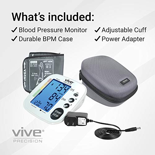 Vive Precision Blood Pressure Machine Bundle (BPM + Case + Charger) - Heart Rate Monitor - Automatic BPM Upper Arm Cuff - Sphygmomanometer for Hypertension and Accurate Pulse Measurement - Thumbnail 5