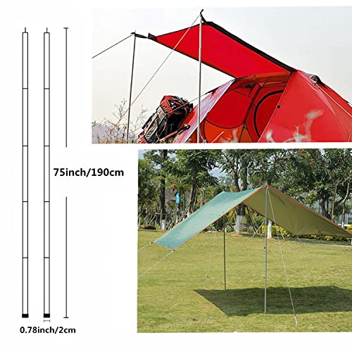 Adjustable Tarp Pole Canopy Pole Set of 2, Portable Tent Poles Rodsfor