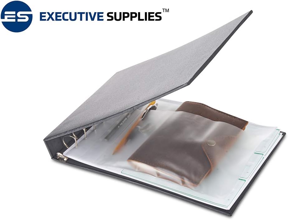 7 Ring Business Check Book Binder, Fits 600 Checks (200 Sheets 9"x13" 3 checks Per Page) With 6Year Calender & Storage Organizer, Professional Look! by Executive Supplies (Professional Black) : Office Products
