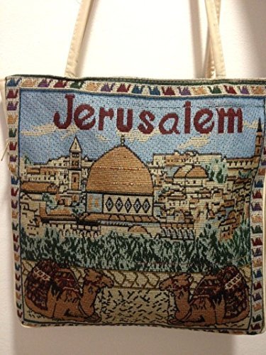 Textile Holy Land Handbag Zipper Purse Zipper Cloth Handmade Jerusalem
