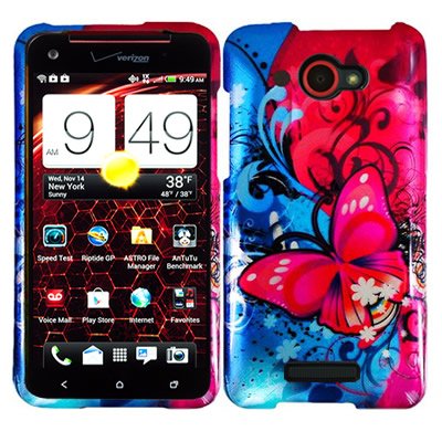 CoverON Hard Cover Case with BUTTERFLY BLISS Design for HTC 6435 DROID DNA VERIZON With PRY- Triangle Case Removal Tool [WCS1081]