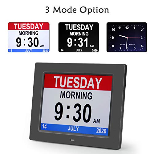 Pipishell Digital Calendar Alarm Day Clock with 8" Large Screen